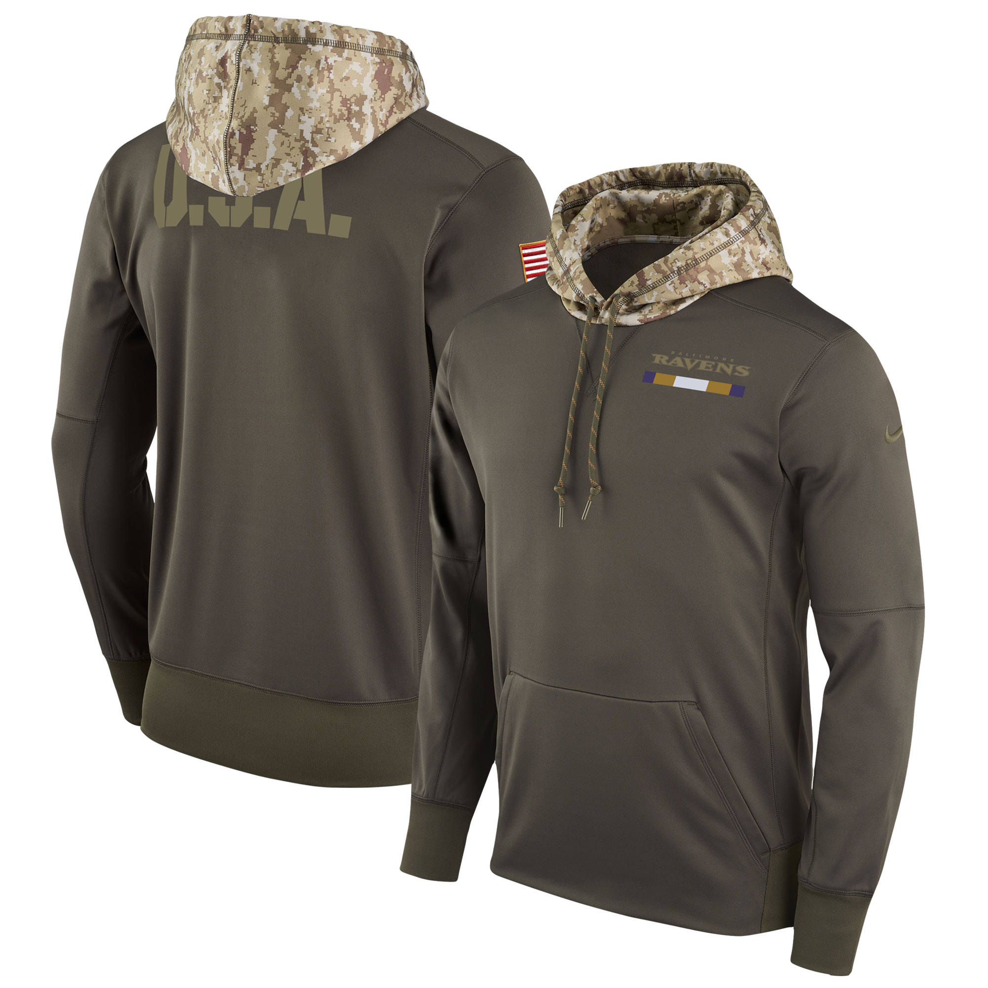 Men NFL Baltimore Ravens  Nike Olive Salute To Service Hoodie Green->youth nfl jersey->Youth Jersey